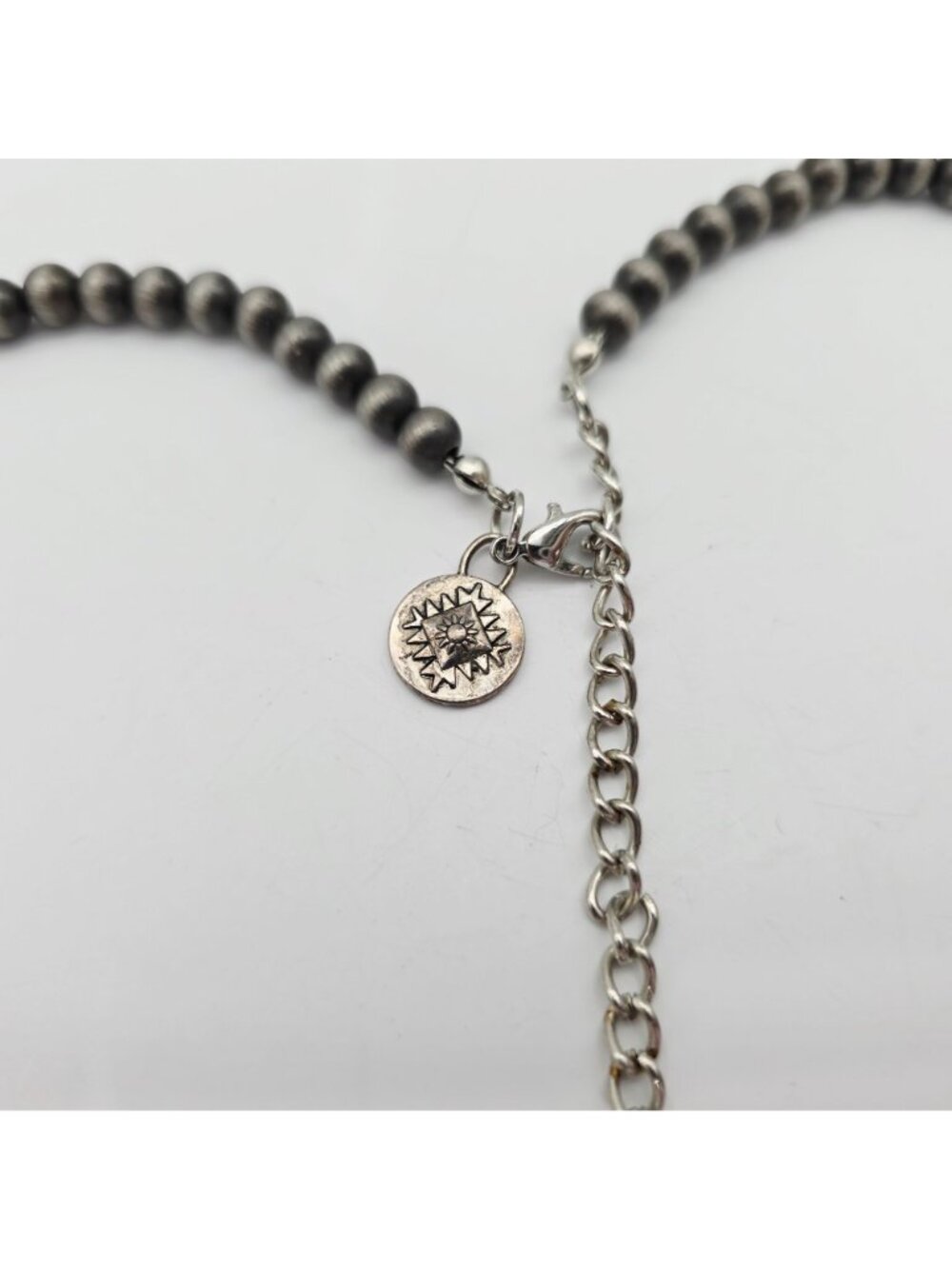 Women's Faux Navajo Pearl Turquoise Bar Necklace 18" - Picture 5 of 9